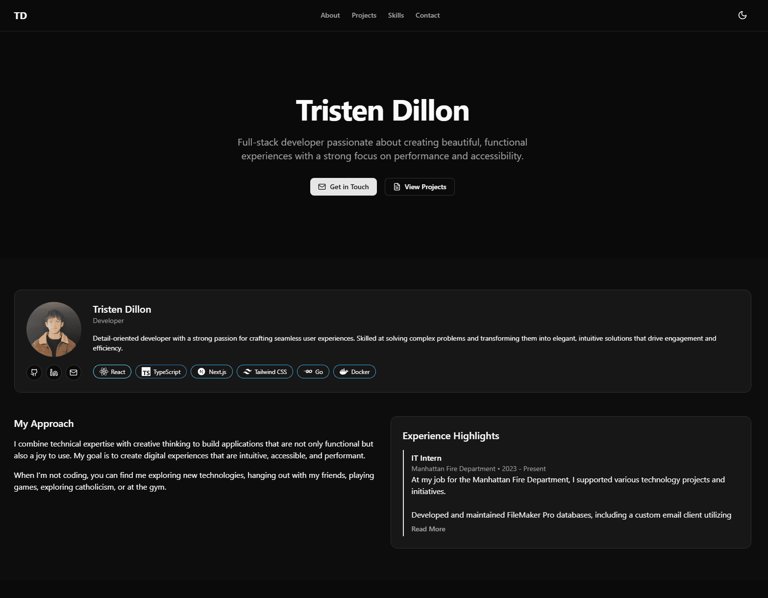 Portfolio website screenshot