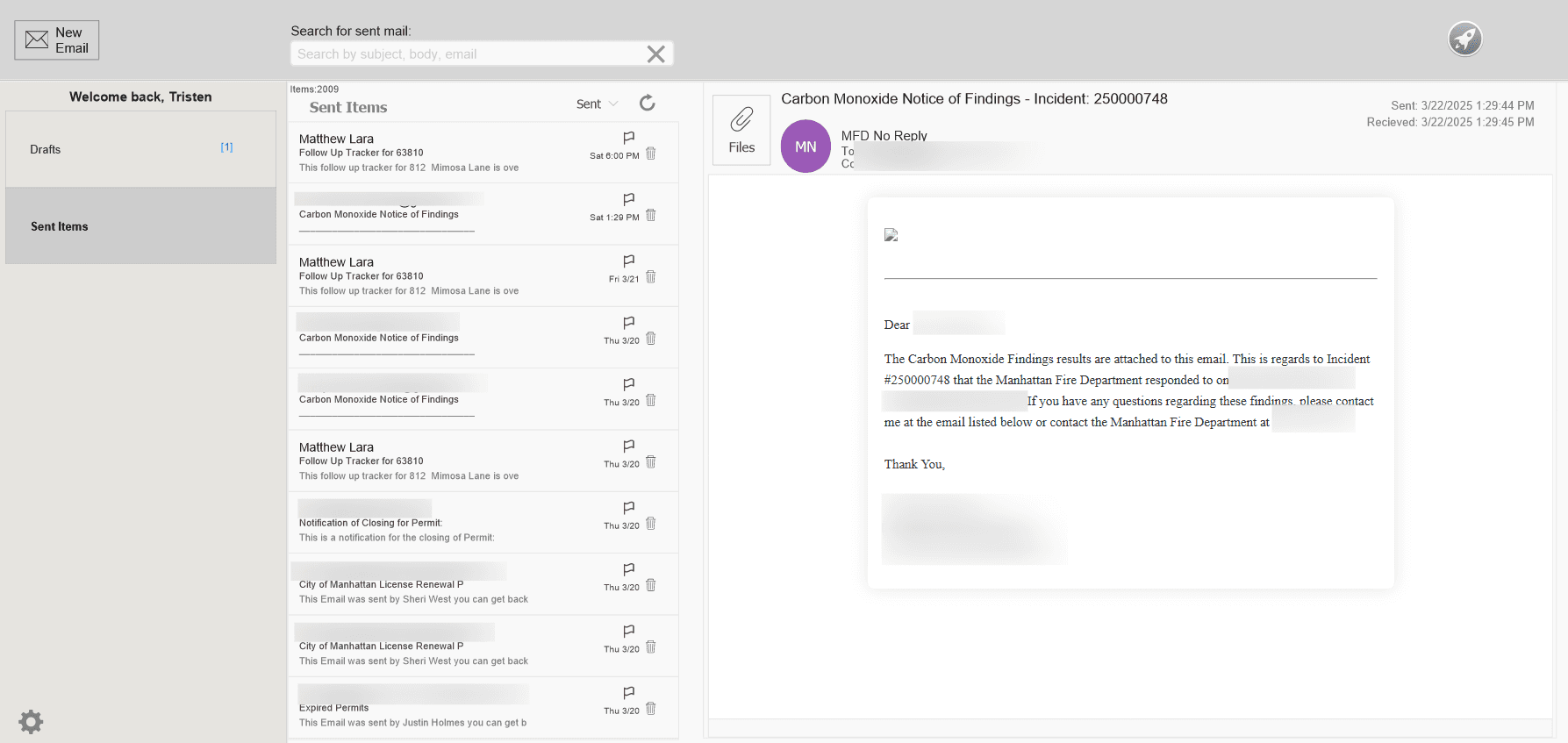 Outlook Sent Email